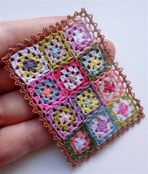 Crochet Miniature Dollhouse Blanket Patchwork With Lacy Border Etsy