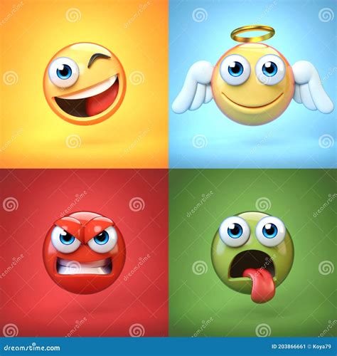 Various Emoticon On Colorful Backgrounds Emojis Collection 3d