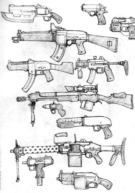 Many Guns In 2020 With Images Guns Drawing Guns Sketch Military
