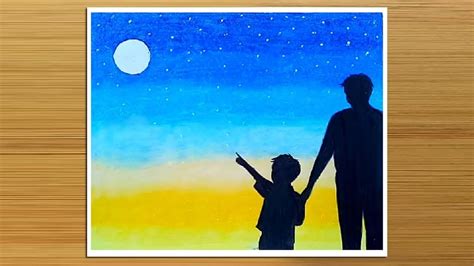 Fathers Day Drawing With Oil Pastels How To Draw Father And Son