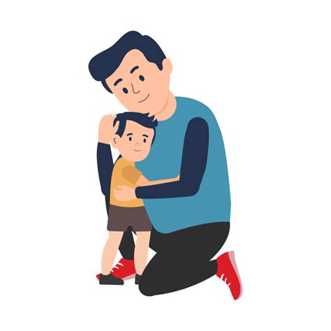 Padre Abrazando A Su Hijo Dentro De Un Vector De Casa Ilustración De