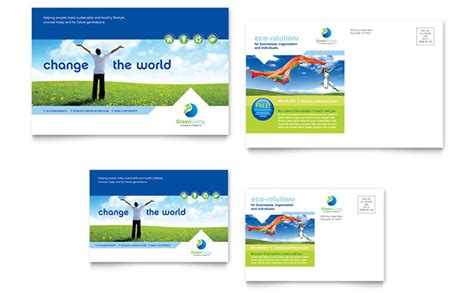 green living recycling postcard template design