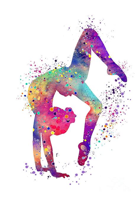 Gymnastics Tumbling Colorful Watercolor Art T Digital Art By White