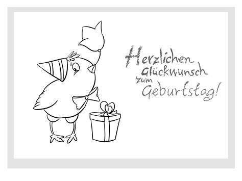 Malvorlagen zum ausdrucken und ausmalen. Vogel Geschenk Vorlage zum Ausmalen zum Geburtstag