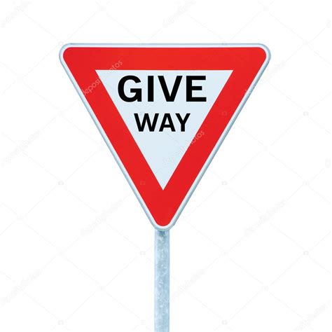 Give Way Priority Yield Road Traffic Roadsign Sign Isolated — Stock