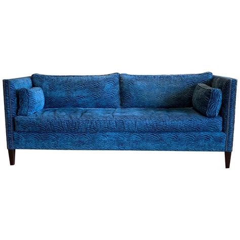 Contemporary Sapphire Blue Velvet Single Cushion Sofa At 1stdibs Sapphire Blue Velvet Sofa
