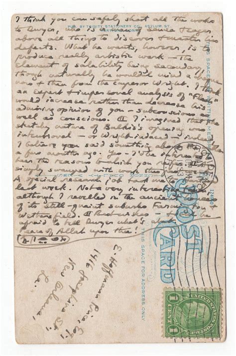 h p lovecraft autograph postcard to e hoffmann price on weird tales connecticut and