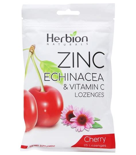 Herbion Zinc Echinacea And Vitamin C Lozenges Cherry Flavor 25 Lozenges
