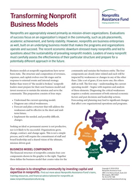 Transforming Nonprofit Business Models 2014 Business Model Market