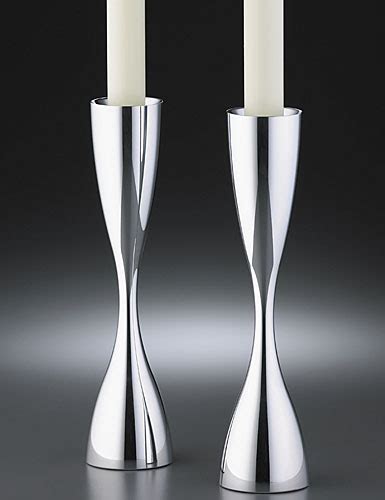 Nambe Metal Flare Candlesticks Pair Crystal Classics