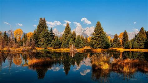 Landscape Grand Teton National Park Wyoming Clouds Forests Wallpaper