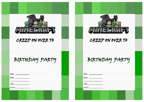 minecraft birthday invitations birthday printable
