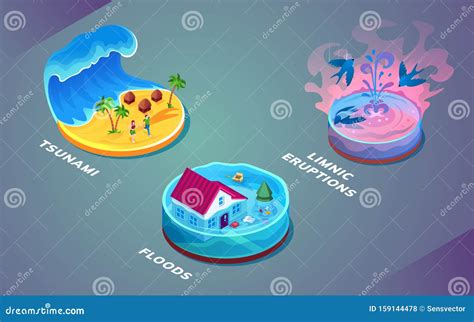 Isolated Hydrological Cataclysm Natural Disasters Stock Vector