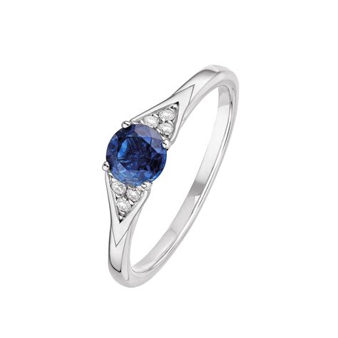 Temps entre fiancaille et mariage. Gemmyo - Bague Rosalie Or blanc 18 cts, Saphir et Diamant