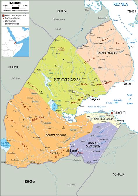 The official languages are arabic and french. Djibouti Map (Political) - Worldometer
