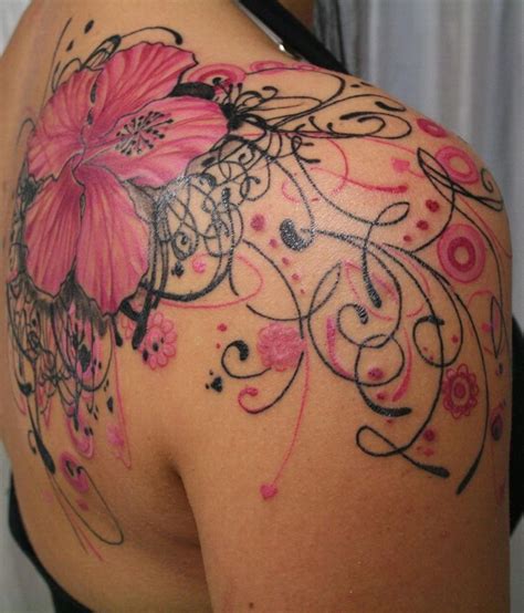 Pink Lily Flower Tattoo On Right Back Shoulder Tattoosonback Lily