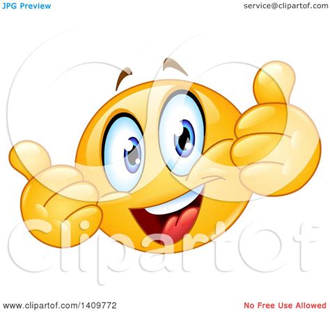 Clipart Of A Yellow Smiley Face Emoji Emoticon Giving Two Thumbs Up