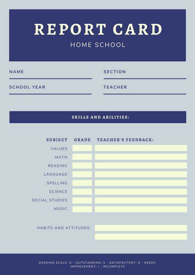 Customize 34 Homeschool Report Card Templates Online Canva