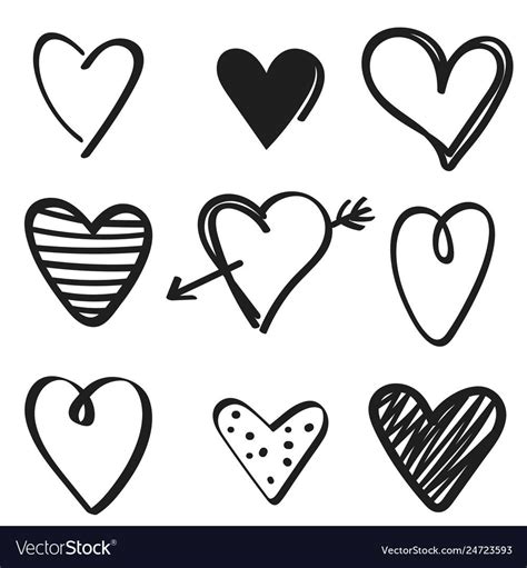 Set Of Hand Drawn Hearts On White Background Download A Free Preview