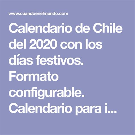 Calendario De Chile Del 2020 Con Los Días Festivos Formato