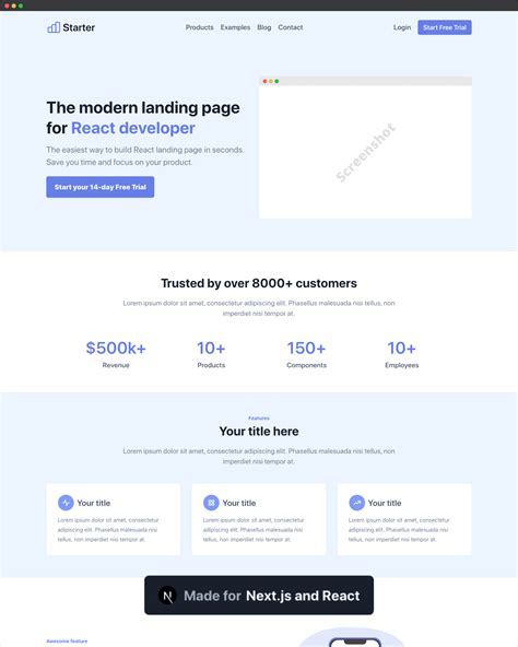 7 Responsive React Landing Pages Templates In Tailwind Css 2020 Page
