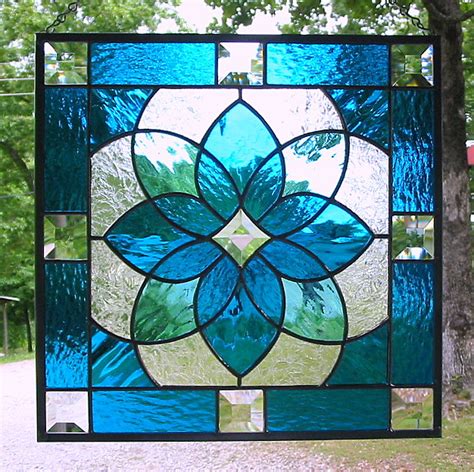 Aqua Blue Geometric Stained Glass Panel This Beautiful Sta Flickr