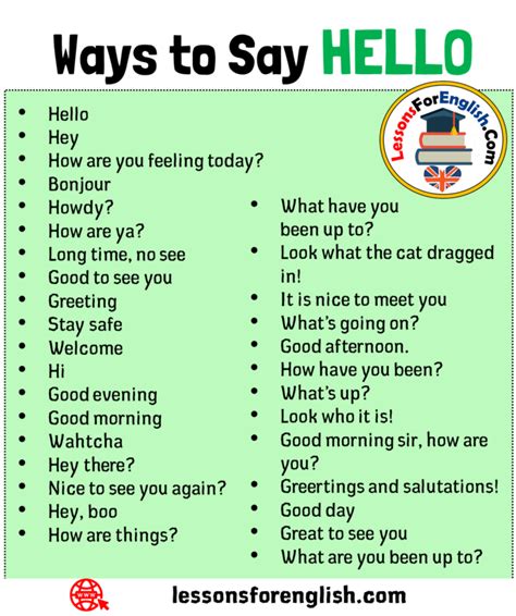 30 Ways To Say Hello In English Lessons For English
