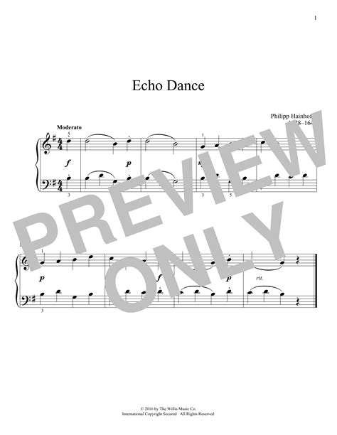 Philipp Hainhofer Echo Dance Sheet Music And Chords For Educational