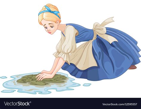 Sad Cinderella Cleaning The Floor Royalty Free Vector Image