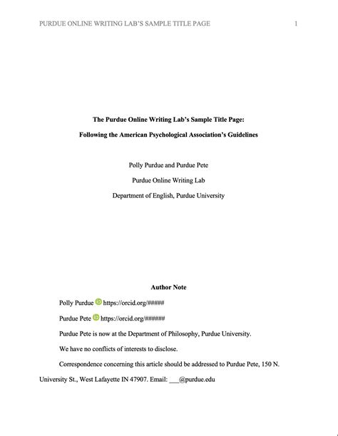 Apa Cover Page Format