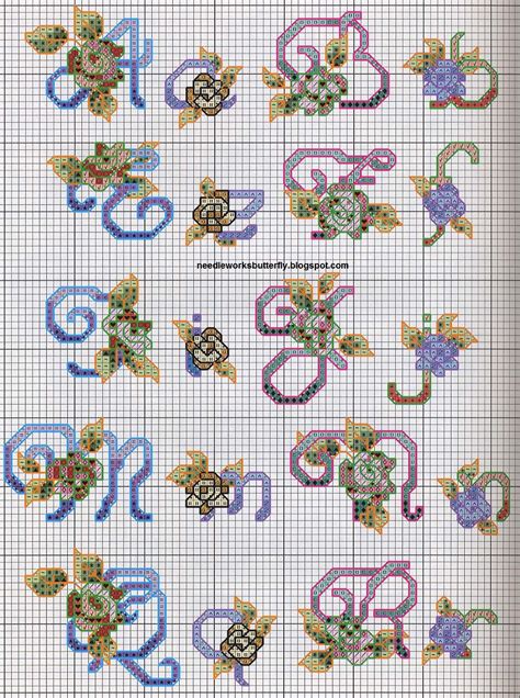Alphabet cross stitch free patterns. Needle-Works Butterfly: Floral Alphabets Cross Stitch ...