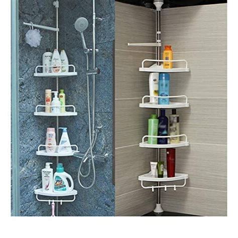 Give your shower or bathtub the perfect finishing touch to keep it. 4 Layer Metal Shower Corner Pole Caddy Shelf Bathroom Wall ...