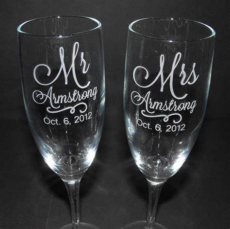 Personalized Champagne Flutes Custom Engraved Wedding Glasses