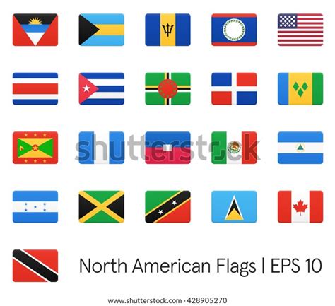 North American Flags Vector Icons Set Stock Vector Royalty Free Shutterstock