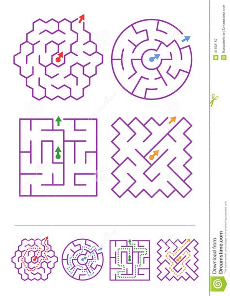 Four Maze Games With Answers Stock Vector Image 41152152