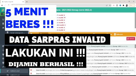 Cara Mengatasi Data Invalid Pada Menu Sarpras Di Dapodik Versi D