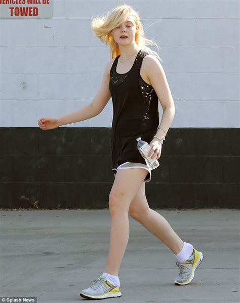 Elle Fanning Hobbles Out Of Dance Class With Trainers Falling Off Her Feet Daily Mail Online