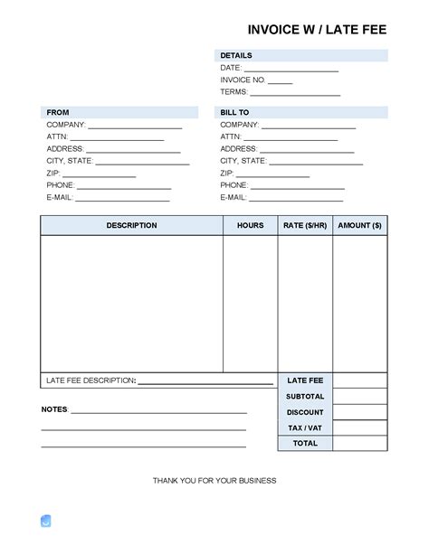 Invoice Template With A Late Fee Invoice Maker