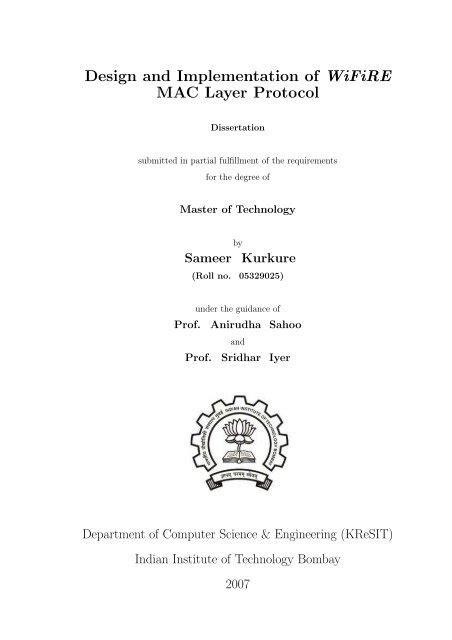 Mtech Thesis Report Kresit Indian Institute Of Technology