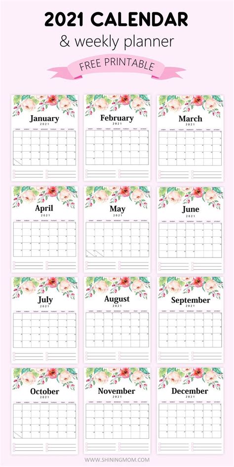 Just free download 2021 calendar file as pdf format, open it in acrobat reader or another program that can display the pdf file format and print. 2021 Printable Calendar Aesthetic | 2021 Printable Calendar Free
