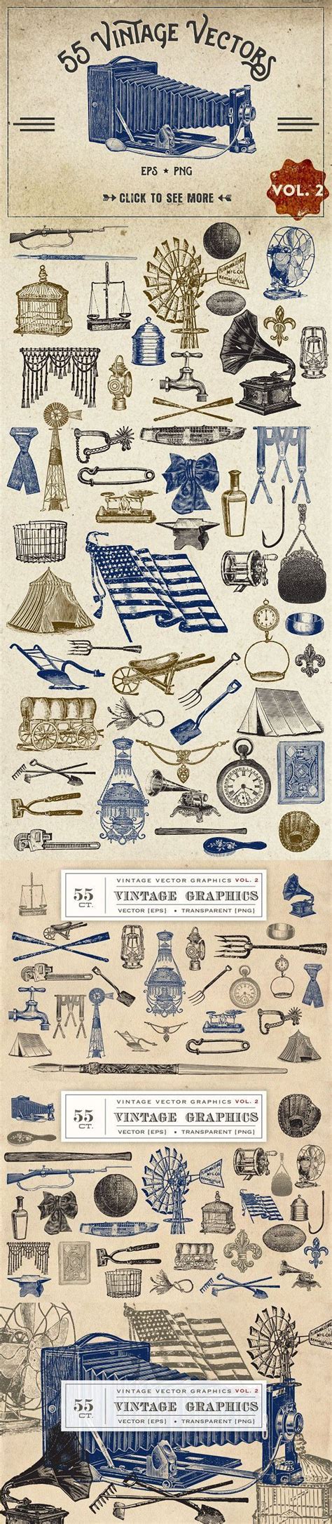 55 Vintage Vectors Graphics Vol 2 Vector Graphics Graphic Vector