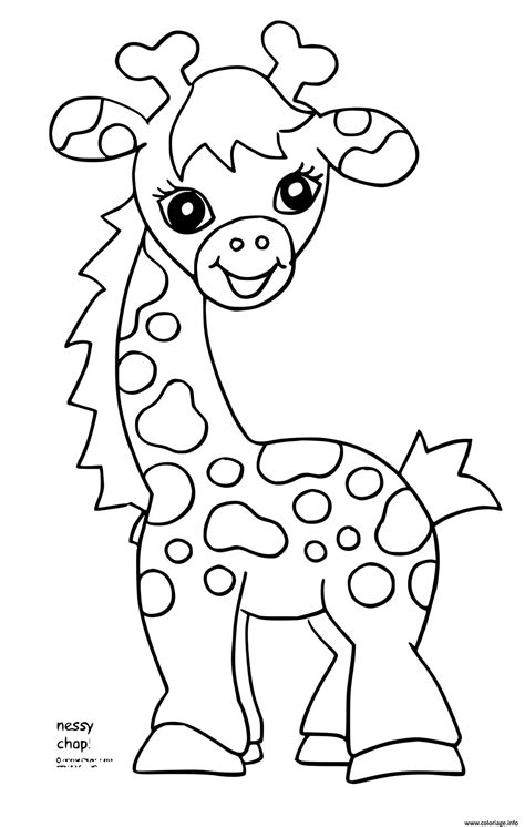 Coloriage Girafe Souriante Avec De Jolie Yeux Dessin Girafe à Imprimer