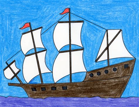 How To Draw A Ship For Kids