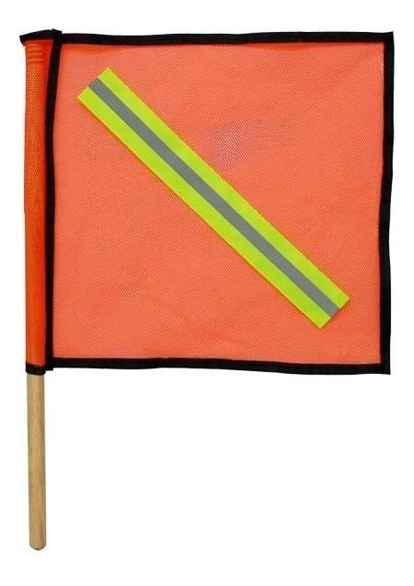 Banderas De Seguridad Color Naranja Con Cinta Reflejante