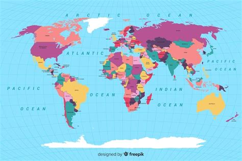Mapa Político Mundial Coloreado Vector Premium