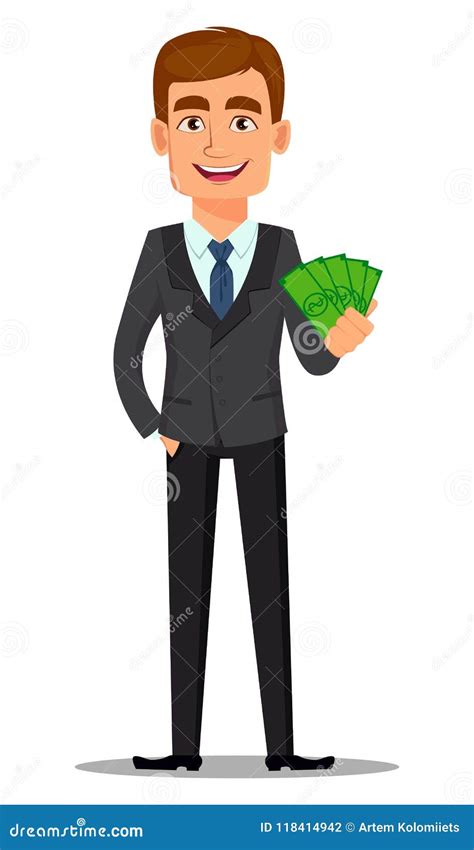 Handsome Banker In Business Suit Cartoon Vector 118414919