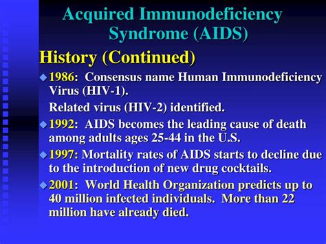 Ppt Acquired Immunodeficiency Syndrome Aids Powerpoint Presentation Id709541