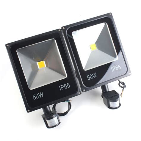 New 50w Pir Motion Sensor Led Floodlight Induction Sense Outdoor Spotlight Flod Light Ip65 White