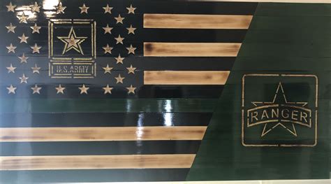 Army Ranger Army Rangers Us Army Rangers Wooden Flag