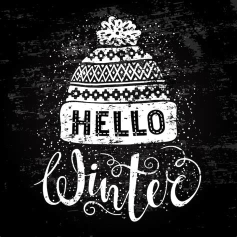 Premium Vector Hello Winter Text And Knitted Woolen Cap
